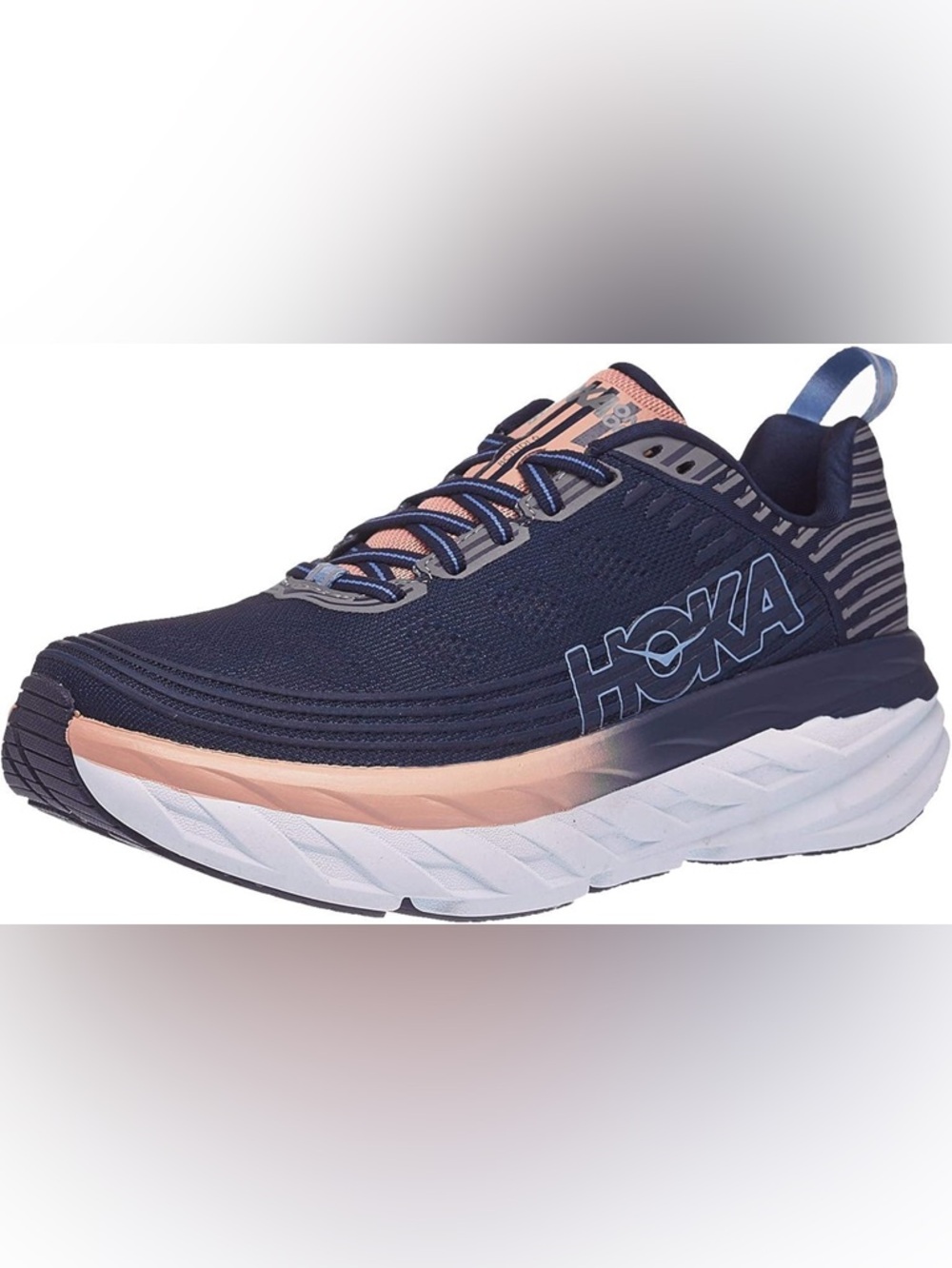 Hoka One Bondi 6 Womens 9.5 Blue Pink Athletic Trainer Shoes Sneakers